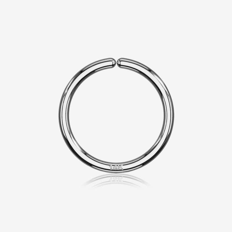14 Karat White Gold Basic Bendable Hoop Ring 20 GA (0.8mm), 1/4″ (6mm)