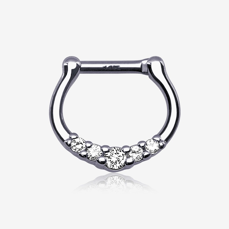 14 Karat White Gold Dainty Sparkles Clicker Ring