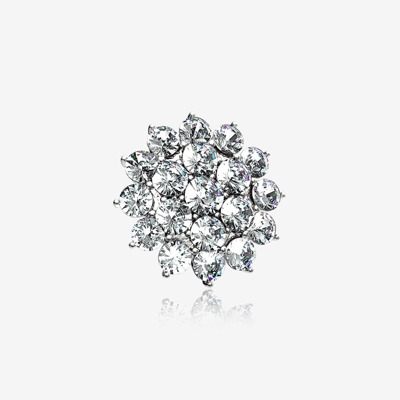 14 Karat White Gold Grand Sparkle Flower Dermal Anchor Top