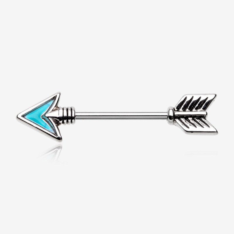 A Pair of Vintage Arrow Turquoise Nipple Barbell 14 GA (1.6mm), 1/2″ (12mm)