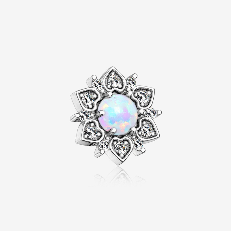 Fire Opal Flower Love Sparkle Dermal Anchor Top