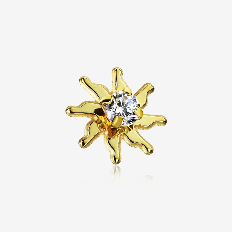 Golden Blazing Sun Sparkle Dermal Anchor Top
