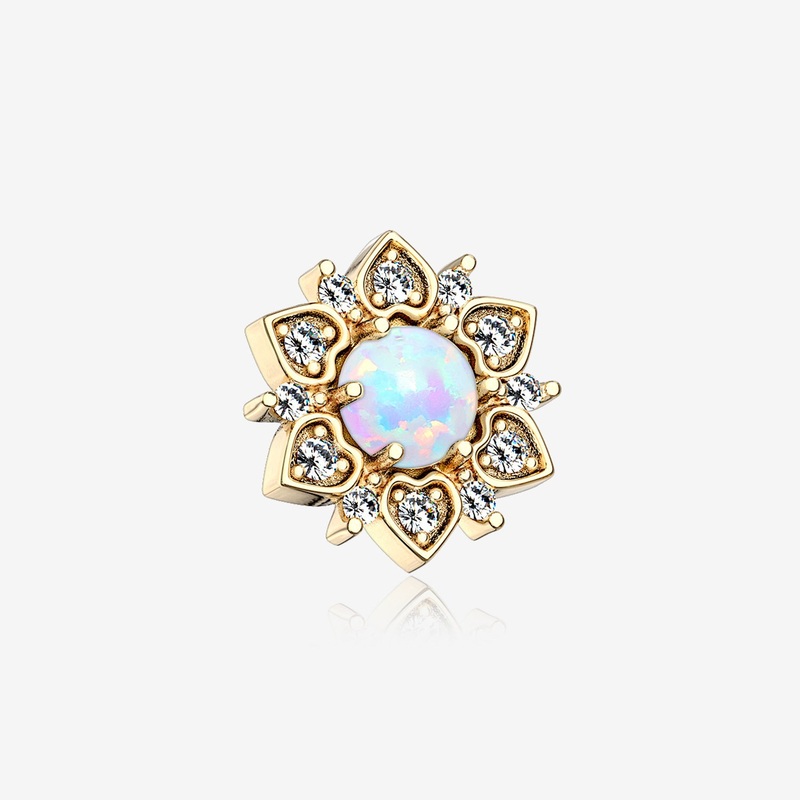 Golden Fire Opal Flower Love Sparkle Dermal Anchor Top
