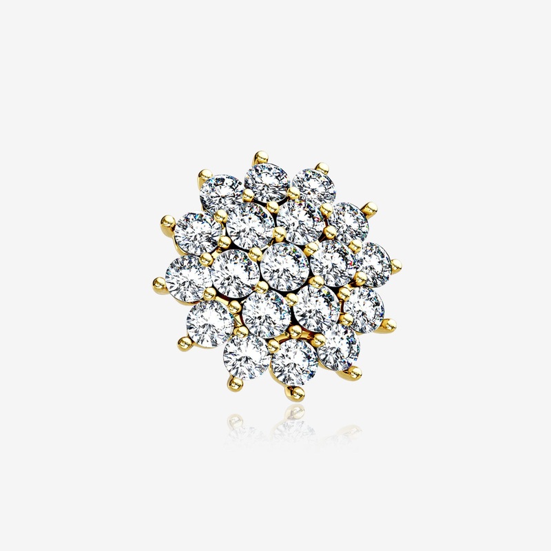Golden Grand Sparkle Flower Dermal Anchor Top