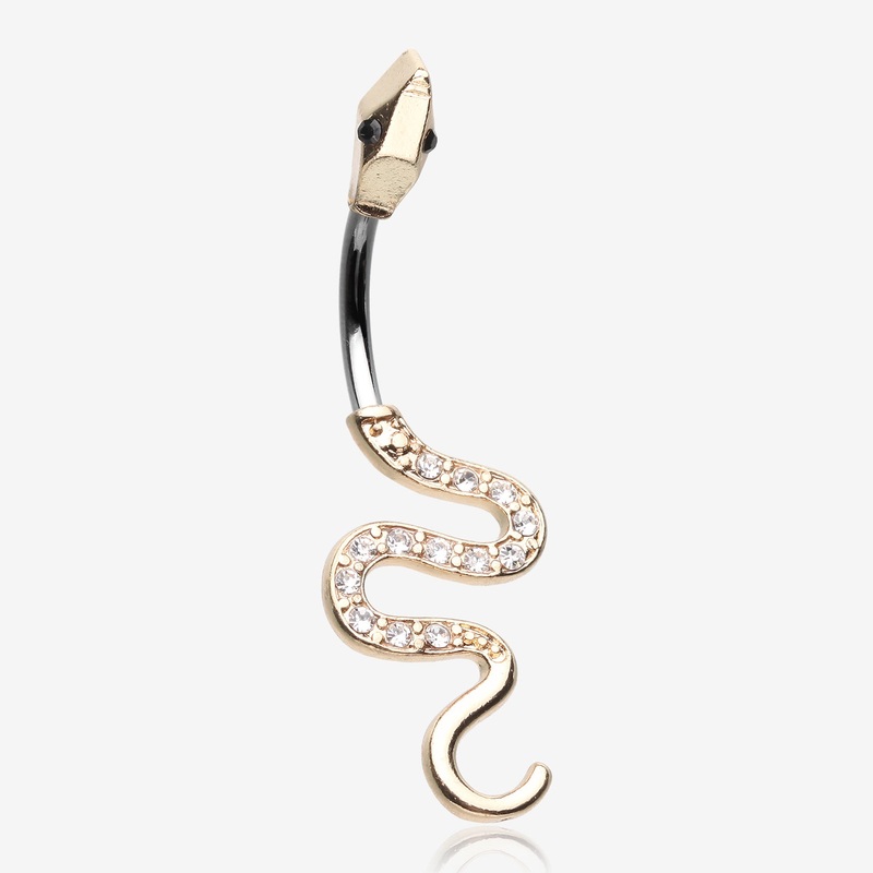 Golden Snake Sparkle Belly Button Ring