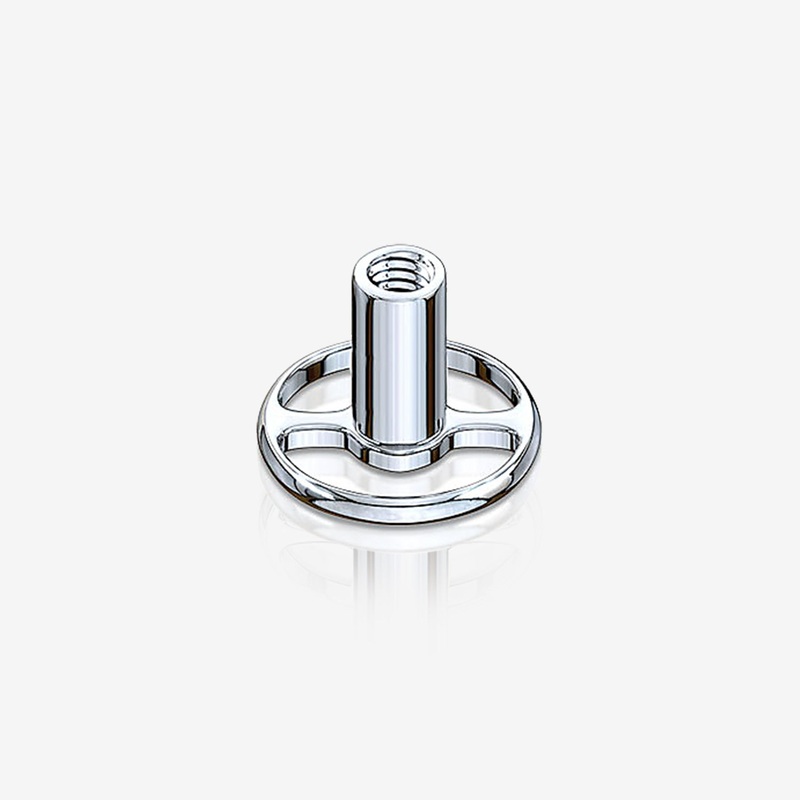 Implant Grade Titanium 2-Hole Dermal Anchor Round Base