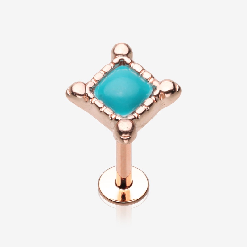 Rose Gold Bohemian Turquoise Bead Steel Labret