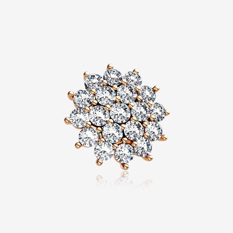 Rose Gold Grand Sparkle Flower Dermal Anchor Top