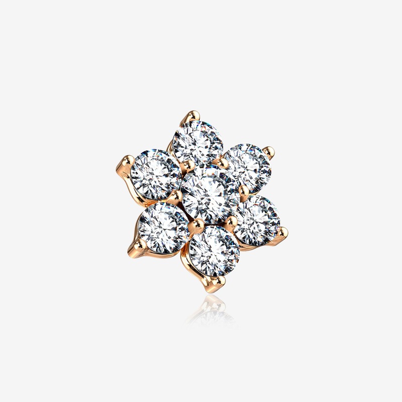 Rose Gold Spring Sparkle Flower Dermal Anchor Top
