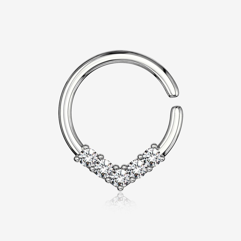 Brilliant Sparkle Chevron Bendable Hoop Ring 18 GA (1mm), 5/16″ (8mm)