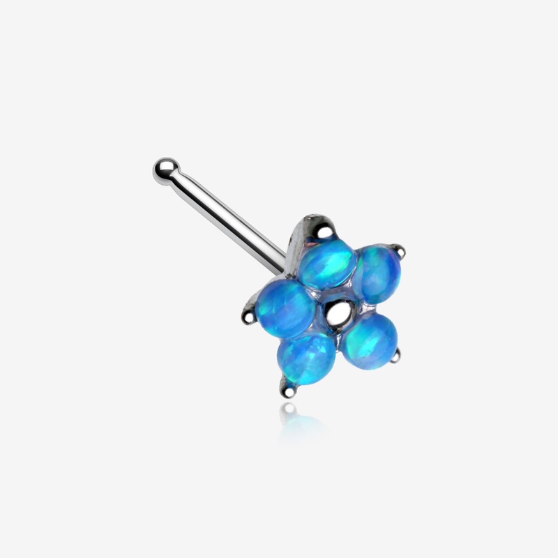 Fire Opal Spring Flower Sparkle Nose Stud Ring