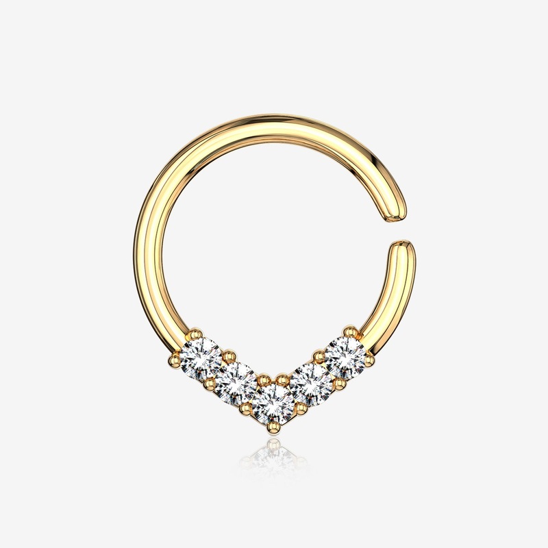 Golden Brilliant Sparkle Chevron Bendable Hoop Ring 18 GA (1mm), 5/16″ (8mm)
