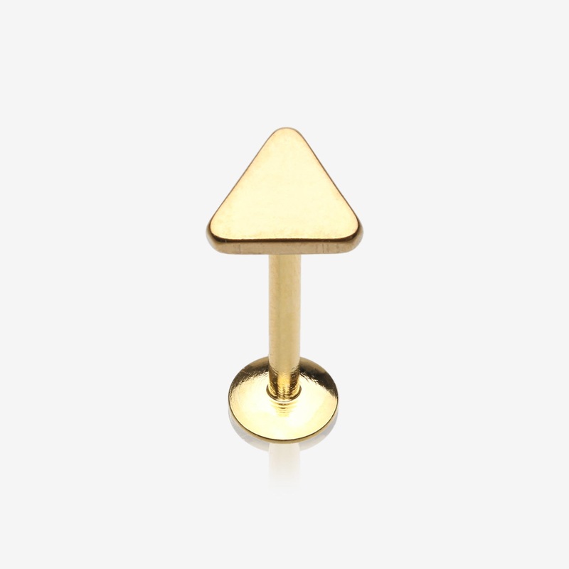 Golden Minimalist Triangle Top Internally Threaded Steel Labret 16 GA (1.2mm), 1/4″ (6mm)