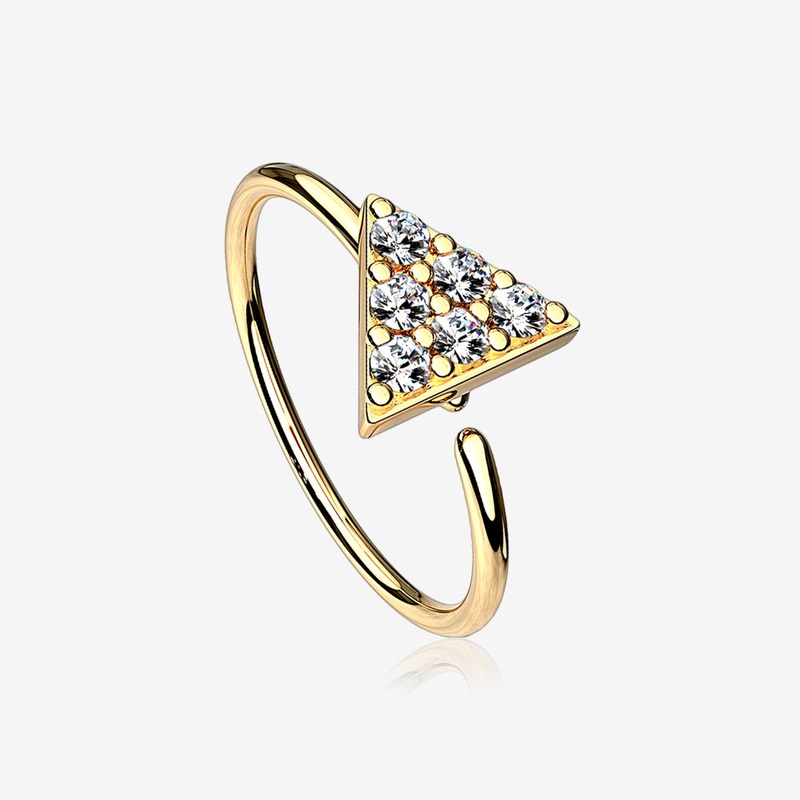 Golden Triangle Multi-Gem Sparkle Bendable Hoop Ring