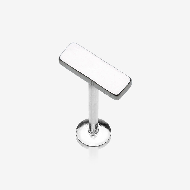 Minimalist Rectangular Bar Top Internally Threaded Steel Labret* Steel 16 GA (1.2mm), 5/16″ (8mm)