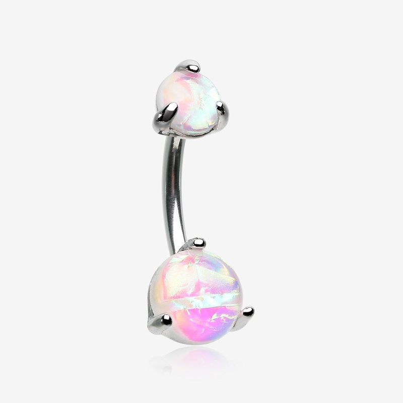 Prong Set Iridescent Unicorn Revo Belly Button Ring