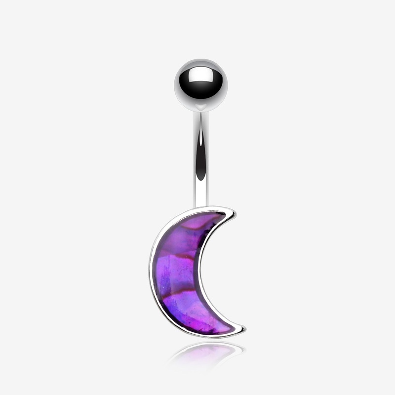 Purple Daze Crescent Moon Belly Button Ring