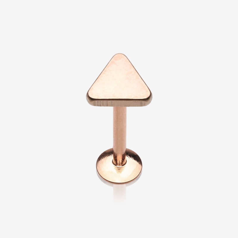 Rose Gold Minimalist Triangle Top Internally Threaded Steel Labret 16 GA (1.2mm), 5/16″ (8mm)