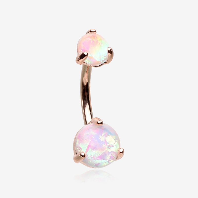 Rose Gold Prong Set Iridescent Unicorn Revo Belly Button Ring