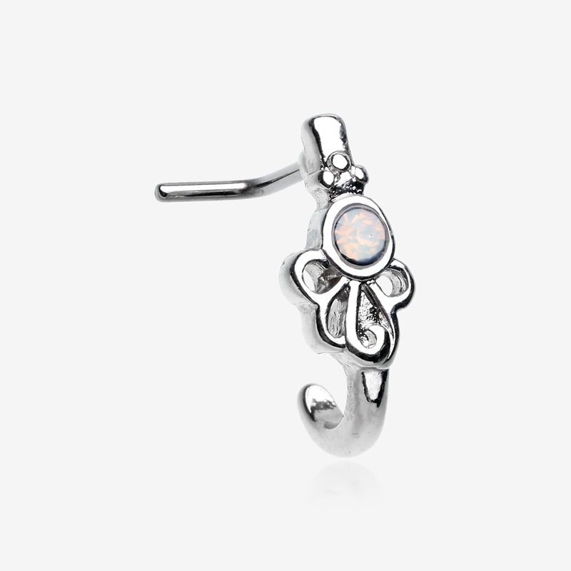 Victorian Opalite Ornate L-Shaped Nose Hoop Ring