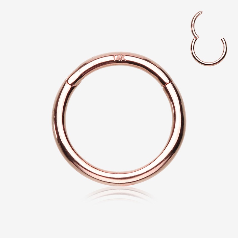 14 Karat Rose Gold Simple Seamless Clicker Ring 16 GA (1.2mm), 1/4″ (6mm)
