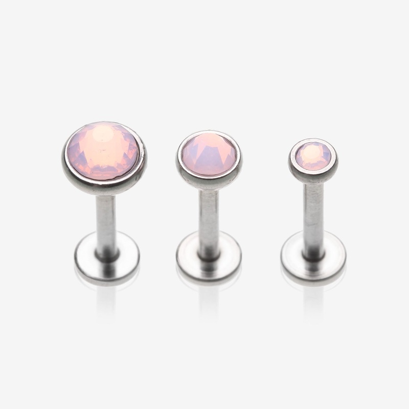 3 Pcs Pack of Opalite Sparkle Gem Internally Threaded Steel Labret* 16 GA (1.2mm), 1/4″ (6mm)