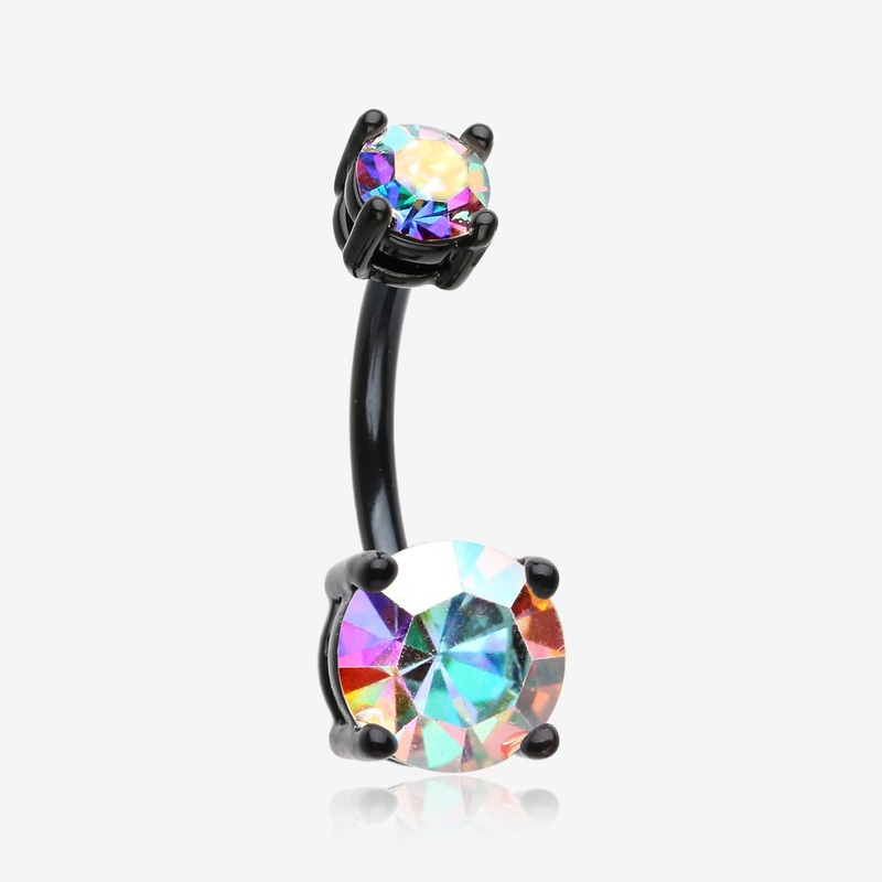 Blackline Brilliant Sparkle Gem Prong Set Belly Button Ring