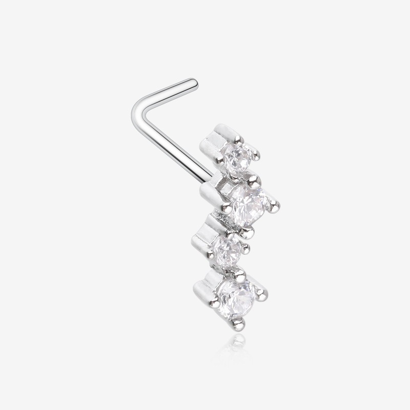 Brilliant Sparkle ZigZag Multi-Gem L-Shaped Nose Ring