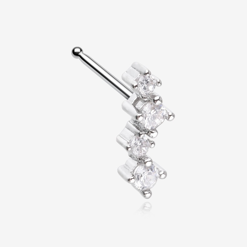 Brilliant Sparkle ZigZag Multi-Gem Nose Stud Ring
