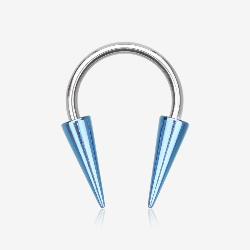 Colorline Long Spikes Steel Horseshoe Circular Barbell 20 GA (0.8mm), 1/2″ (12mm), Cone: 4x12mm