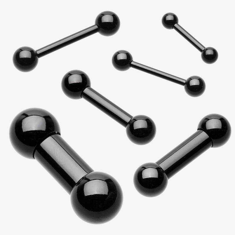 Colorline PVD Basic Steel Barbell* Black 6 GA (4mm), 5/8″ (16mm), Ball: 7mm