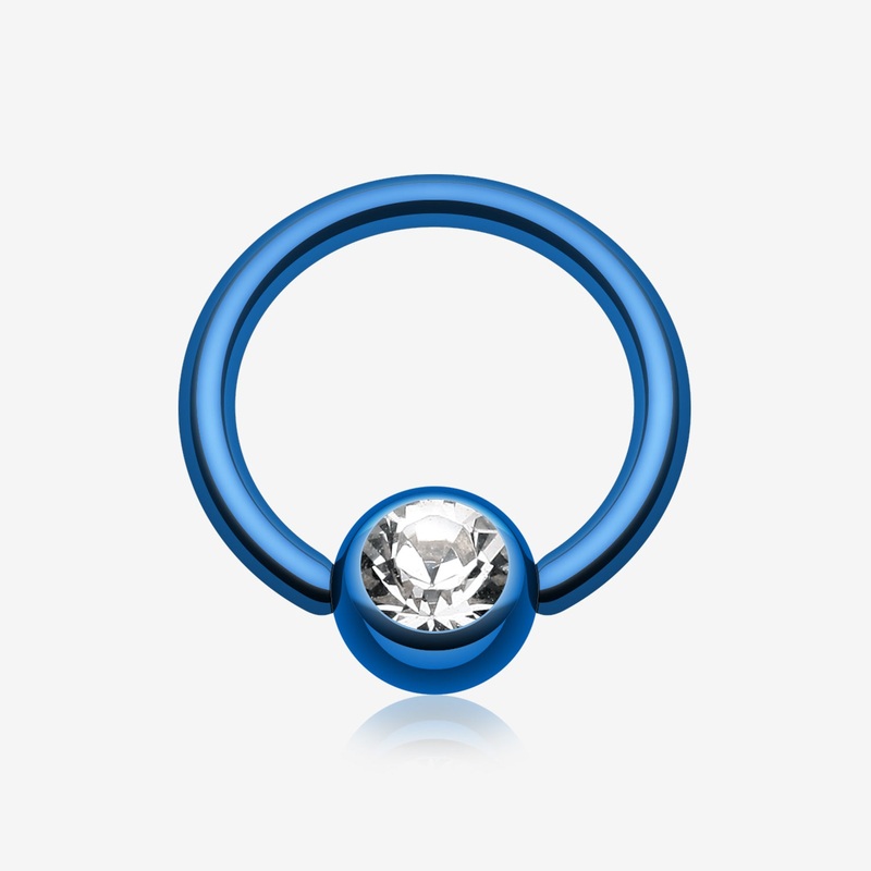 Colorline PVD Gem Ball Captive Bead Ring* 14 GA (1.6mm), 3/8″ (10mm), Ball: 5mm