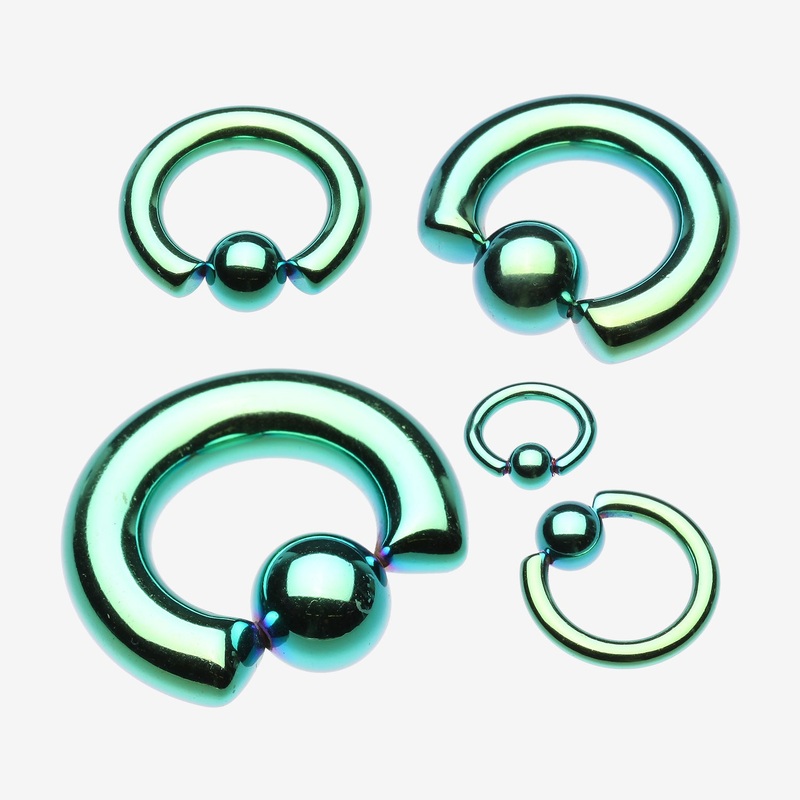 Colorline PVD Steel Captive Bead Ring* 20 GA (0.8mm), 3/8″ (10mm), Ball: 4mm