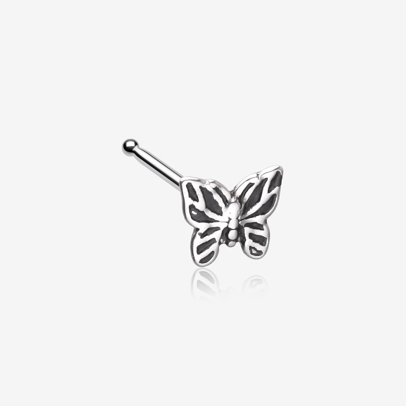 Elegant Goth Butterfly Nose Stud Ring