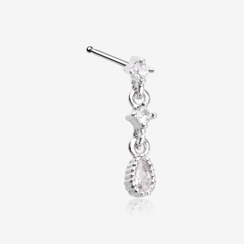 Fairytale Droplets Multi-Gem Teardrop Dangle Nose Stud Ring