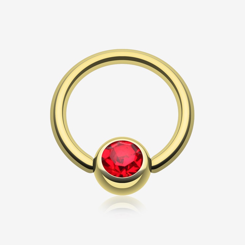 Gold Plated Gem Ball Captive Bead Ring* 14 GA (1.6mm), 3/8″ (10mm), Ball: 5mm