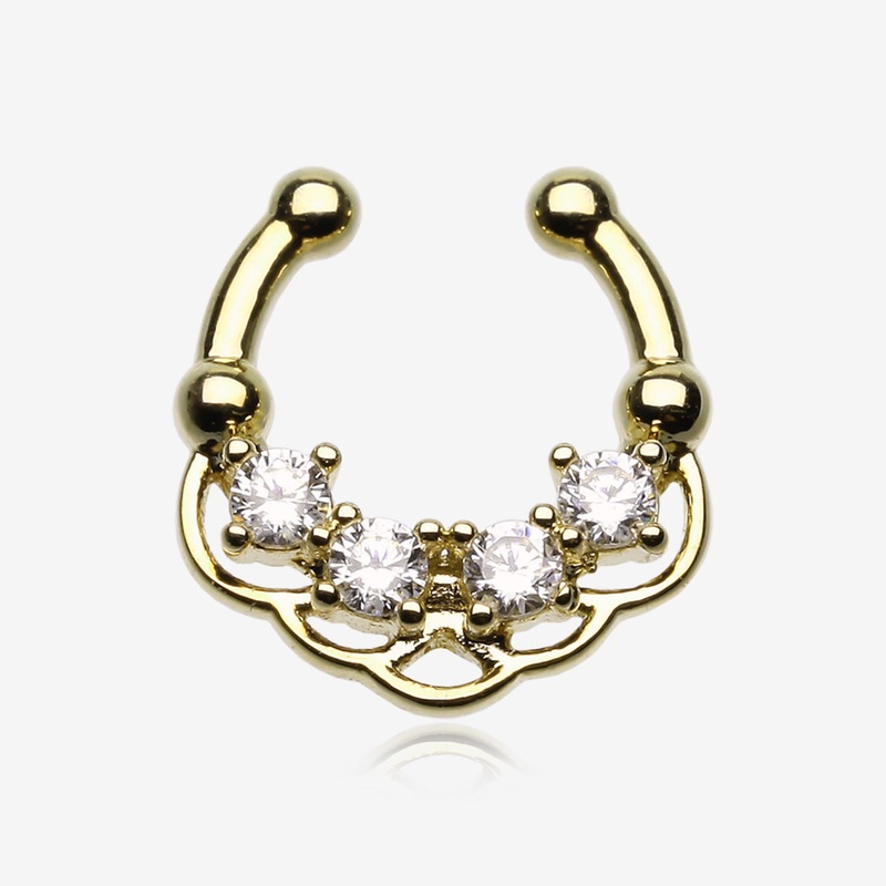 Golden Lua Sparkle Fake Septum Clip-On Ring*