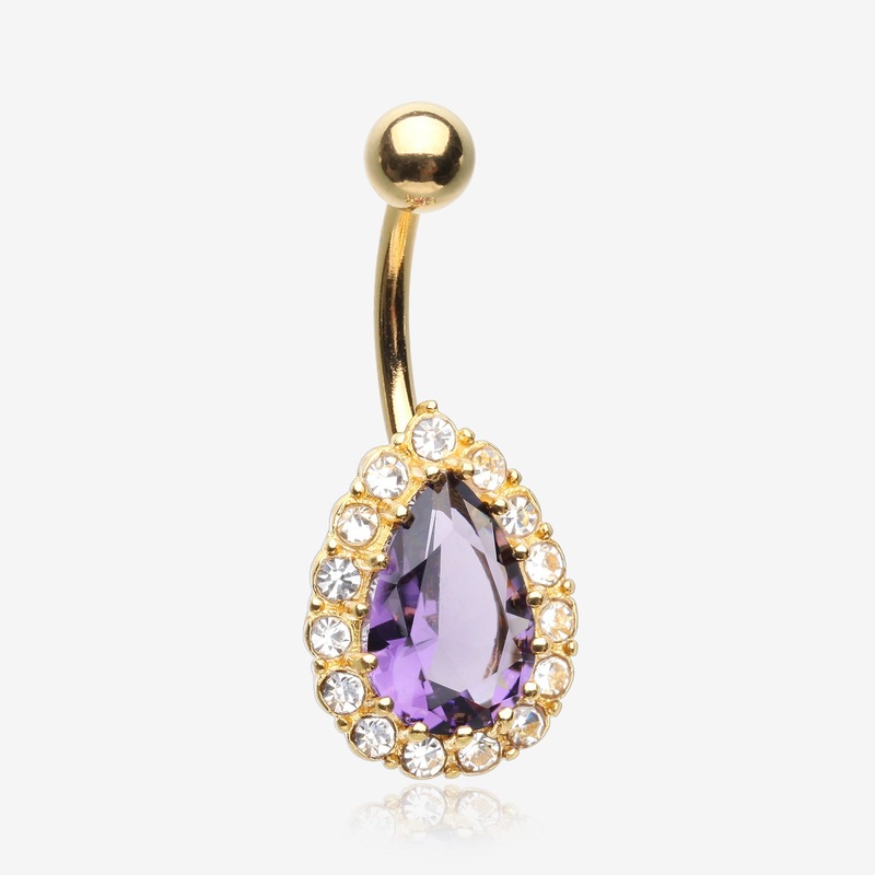 Golden Sparkle Essence Teardrop Belly Button Ring*