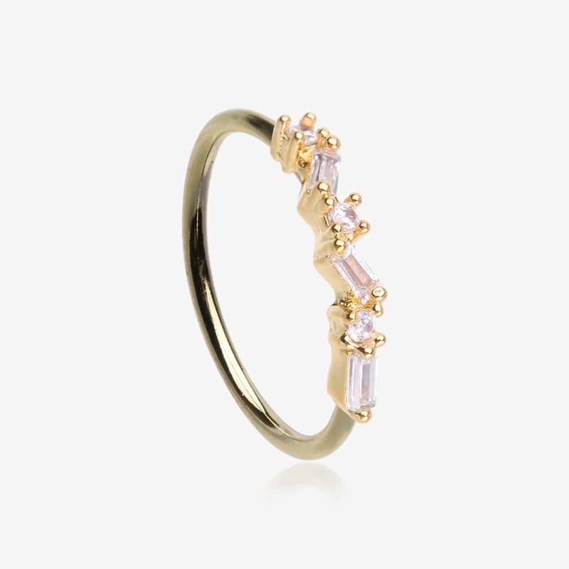 Golden Sparkle Overload ZigZag Multi-Gem Bendable Hoop Ring 20 GA (0.8mm), 5/16″ (8mm)