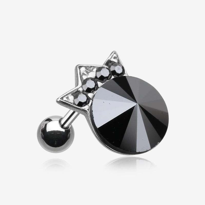 Grand Crown Topped Gem Cartilage Earring*