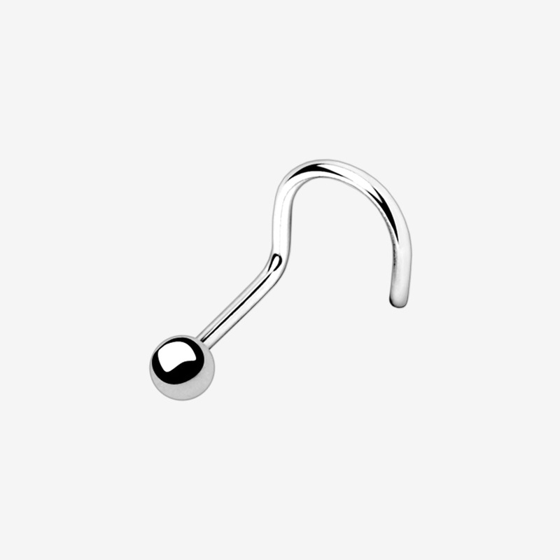 Implant Grade Titanium Ball Top Nose Screw Ring 20 GA (0.8mm), 1/4″ (6mm), Top: 2mm