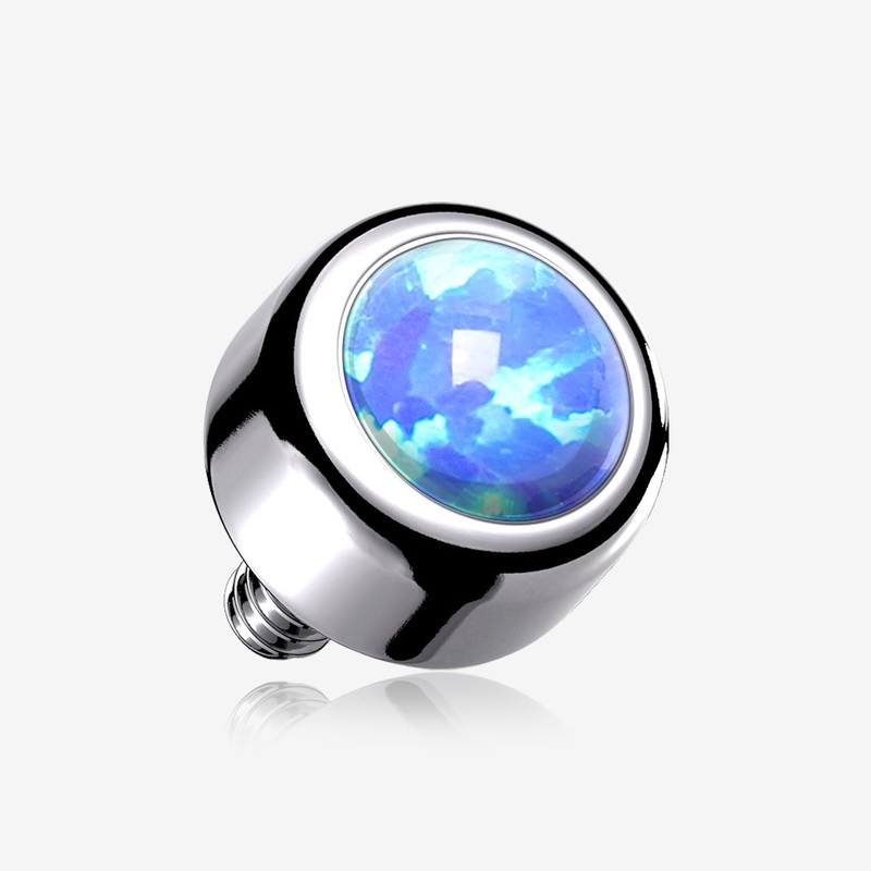 Implant Grade Titanium Internally Threaded Bezel Set Fire Opal Part 16 GA (1.2mm), Gem: 3mm