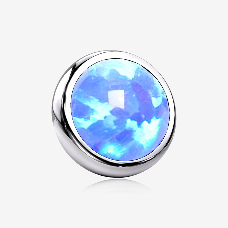 Implant Grade Titanium Internally Threaded Bezel Set Round Fire Opal Part 16 GA (1.2mm), Top: 3mm