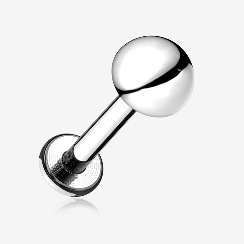 Implant Grade Titanium Internally Threaded Dome Top Labret 16 GA (1.2mm), 1/4″ (6mm), Top: 4mm