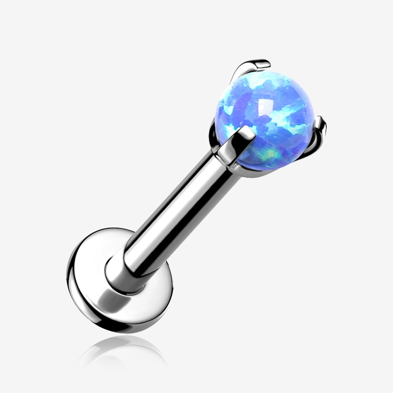Implant Grade Titanium Internally Threaded Fire Opal Ball Claw Prong Set Labret