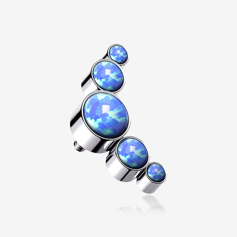 Implant Grade Titanium Internally Threaded Five Fire Opal Sparkle Top Part 16 GA (1.2mm)