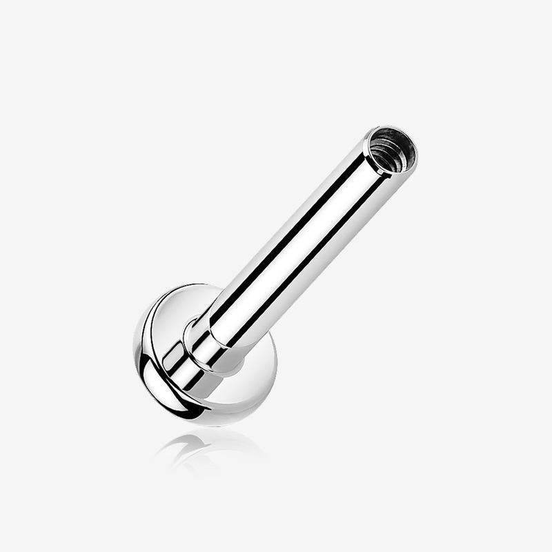 Implant Grade Titanium Internally Threaded Labret Stud Bar Part 16 GA (1.2mm), 7/32″ (5mm)