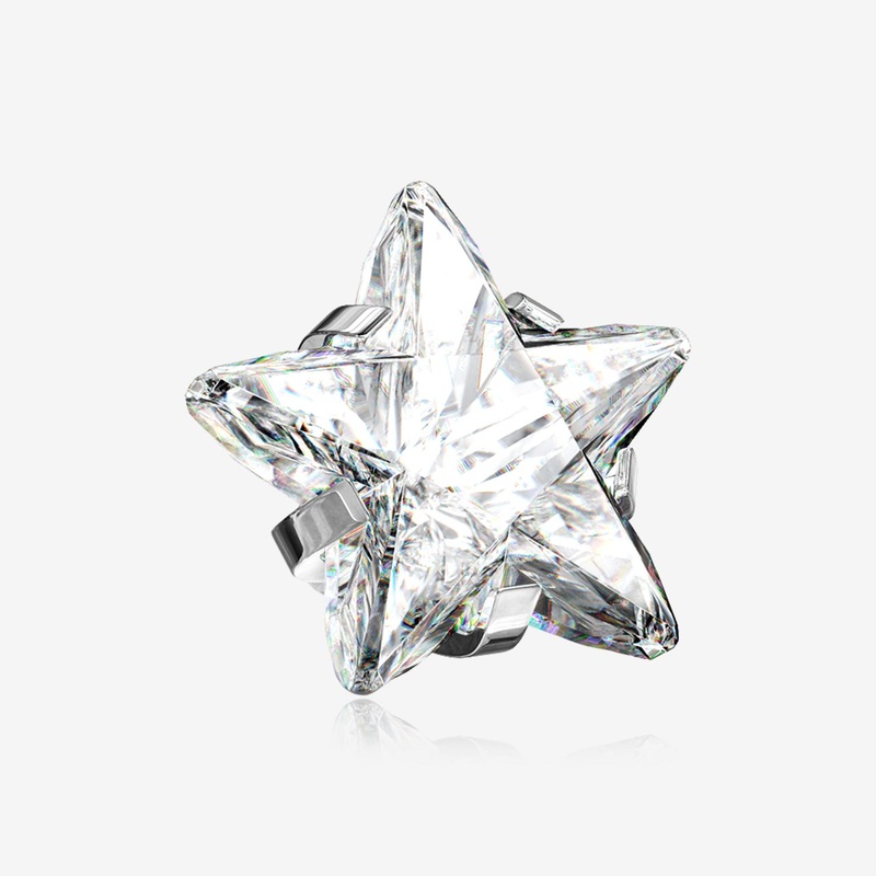 Implant Grade Titanium Internally Threaded Prong Set Star Gem Part 16 GA (1.2mm), Gem: 3mm