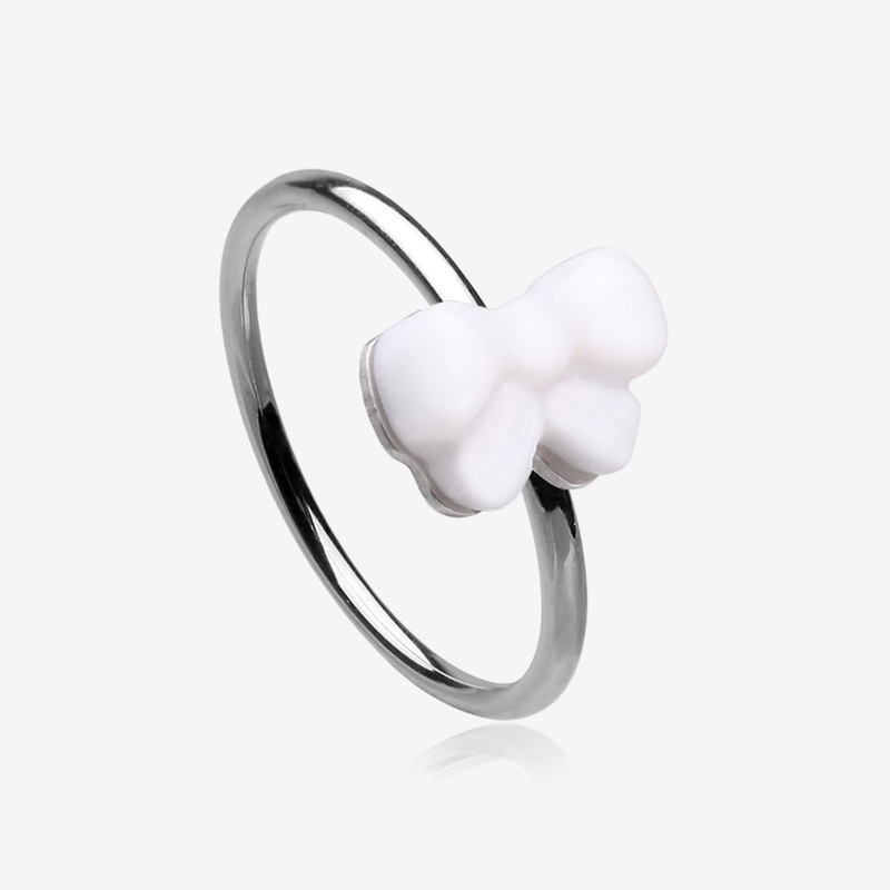 Kawaii Pop Fluffy Bow-Tie Bendable Hoop Ring 20 GA (0.8mm), 5/16″ (8mm)