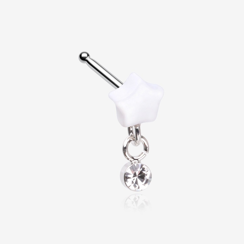 Kawaii Pop Fluffy Star Dangle Sparkle Nose Stud Ring 20 GA (0.8mm), 9/32″ (7mm)